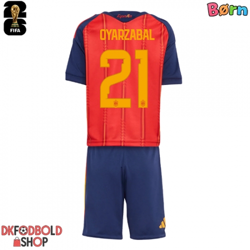 Spanien Mikel Oyarzabal #21 Hjemmebanesæt Børn VM 2026 Kort ærmer (+ korte bukser)